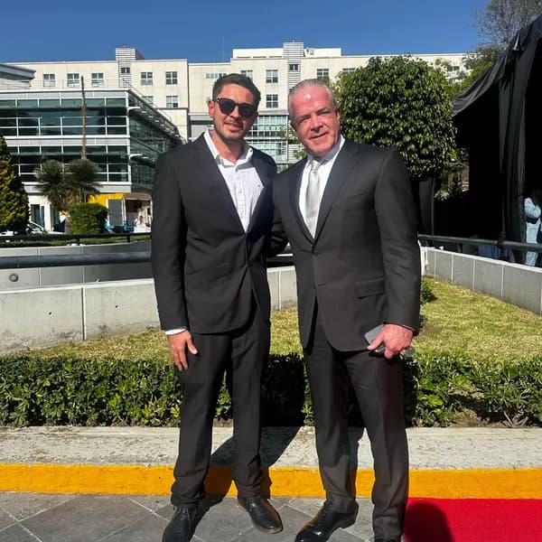 Felipe at Miss Universe Organization meeting, outdoor formal attire